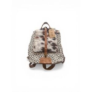NWT Anngotti Cowhide & Canvas Backpack Western Cow Print Boho Bag